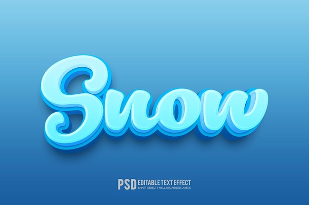 Sky blue Snow editable 3d text effect design