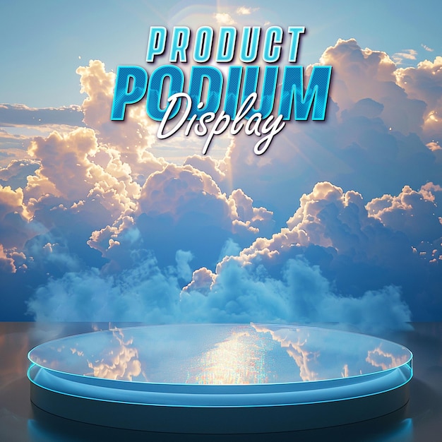 PSD sky product podium display for post background