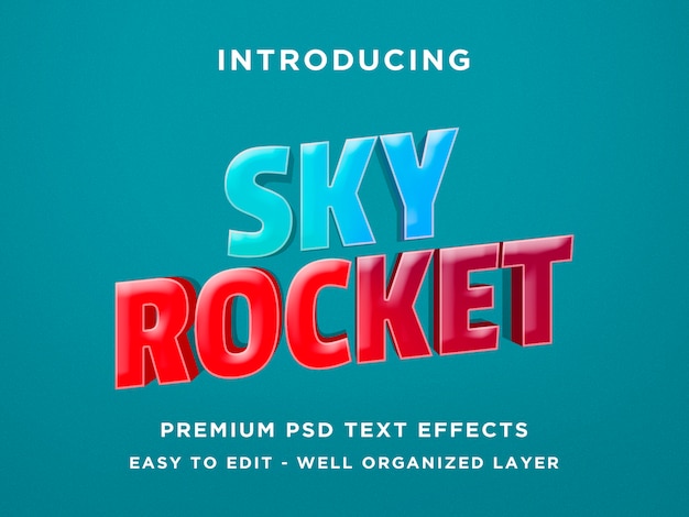 Sky Rocket Game Style 3d Text Effect