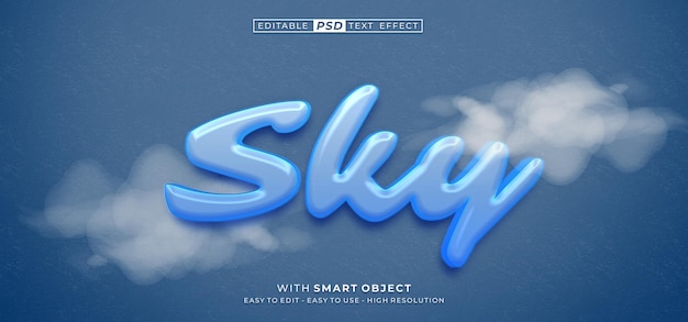 PSD sky text effect editable text 3d style