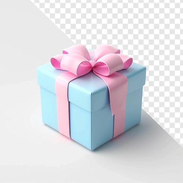 Skyblue Pink Gift Box Icon 3D Illustration Transparent Background