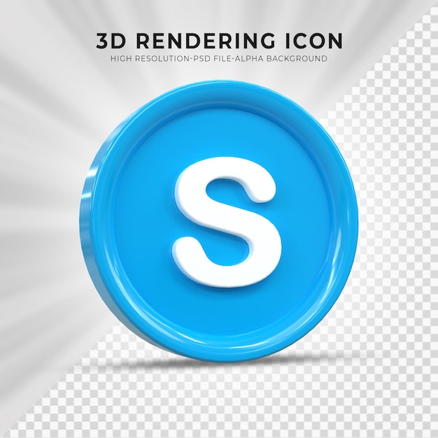 Skype 3d Social Media icon Colorful glossy 3d icon concept 3d rendering for composition