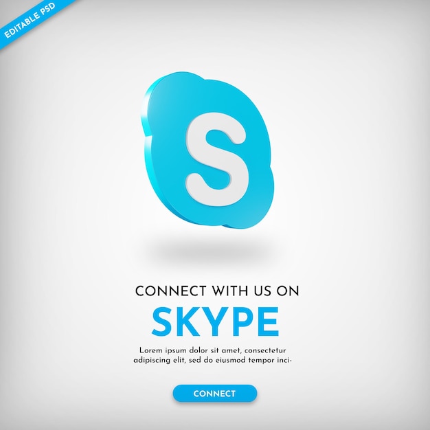 skype call promo banner template with 3d icon