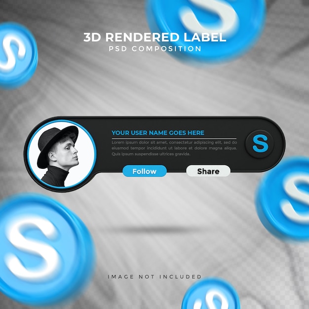 Skype Connect Us on social media lower third 3d design render icon badge