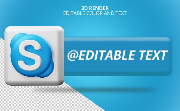 Skype social media icons with lower third 3D rendering