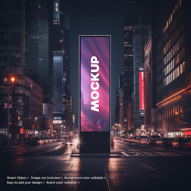 PSD skyscraper vertical billboard mockup