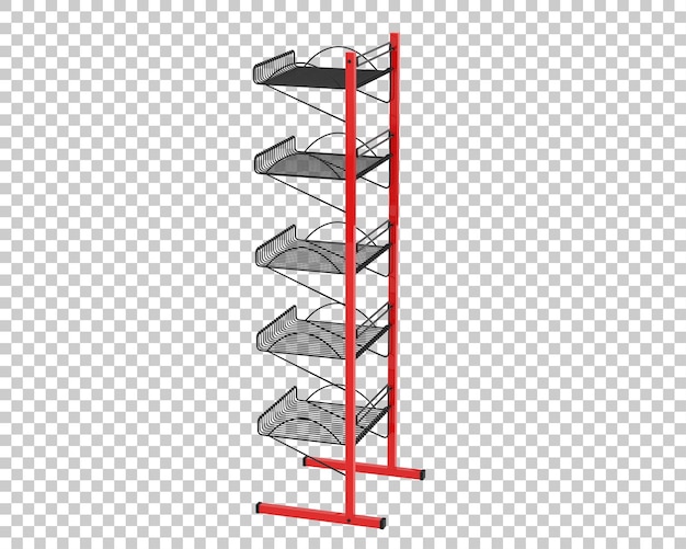 PSD slat rack display on transparent background 3d rendering illustration