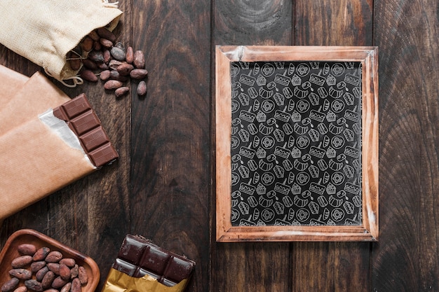 PSD slate mockup with chocolate concept