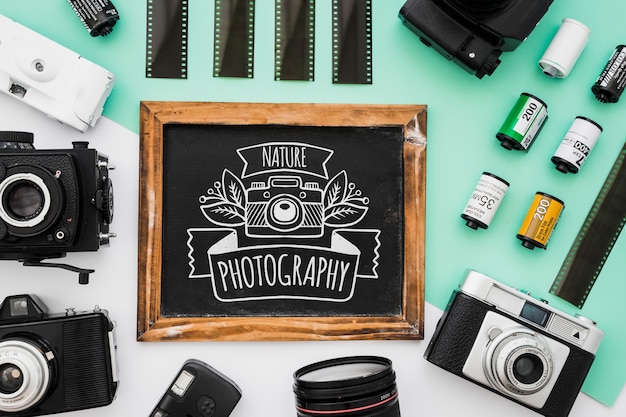 Slate mockup with photography concept