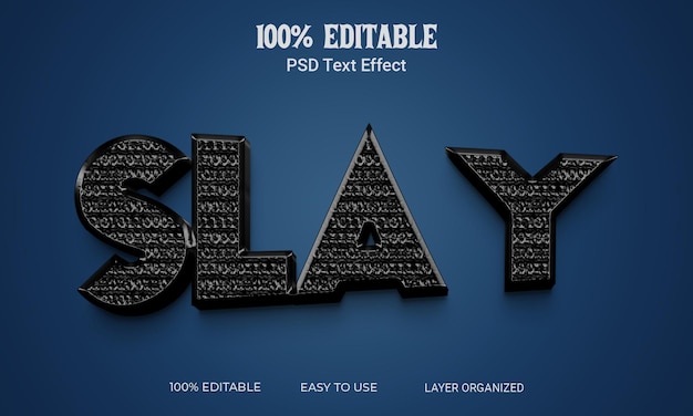 Slay 3D Text Effect Editable Text Style PSD File