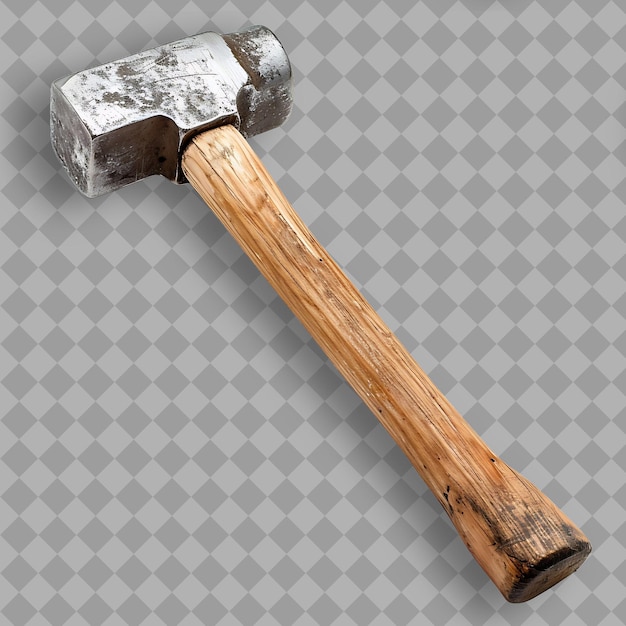 PSD sledgehammer with wooden handle and steel head a tool used f png tool on clean background