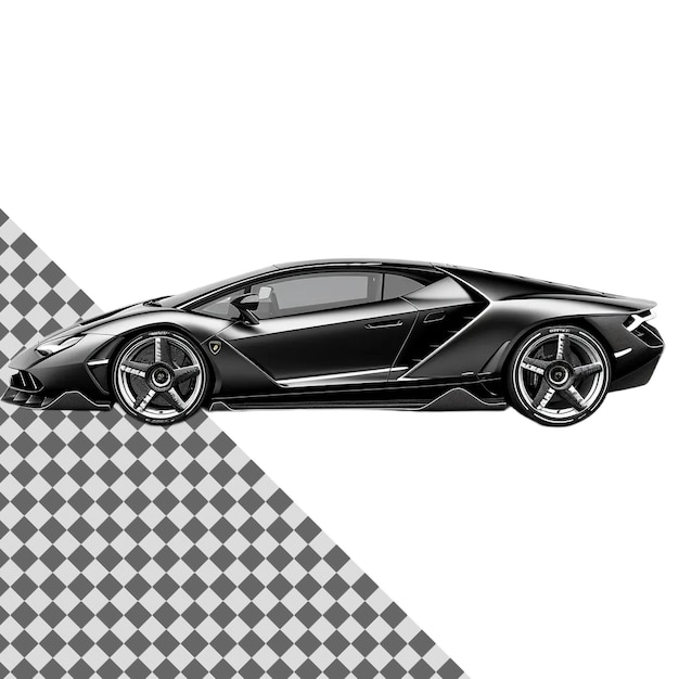 PSD sleek black car isolated on transparent background luxury automobile illustration for design