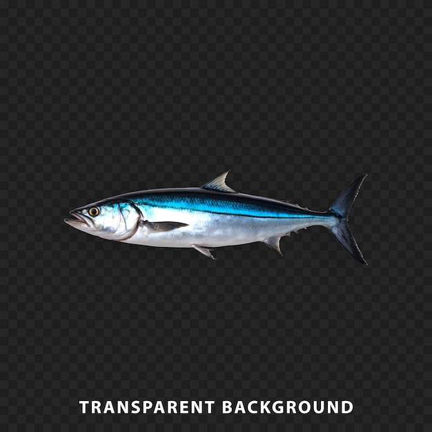 A sleek fish isolated on transparent background showcasing its vibrant blue hues