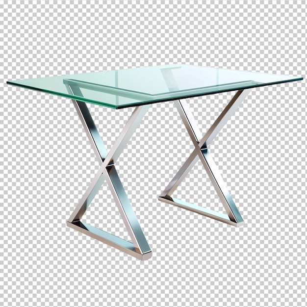 PSD a sleek glass table supported by a sturdy metal on transparent background