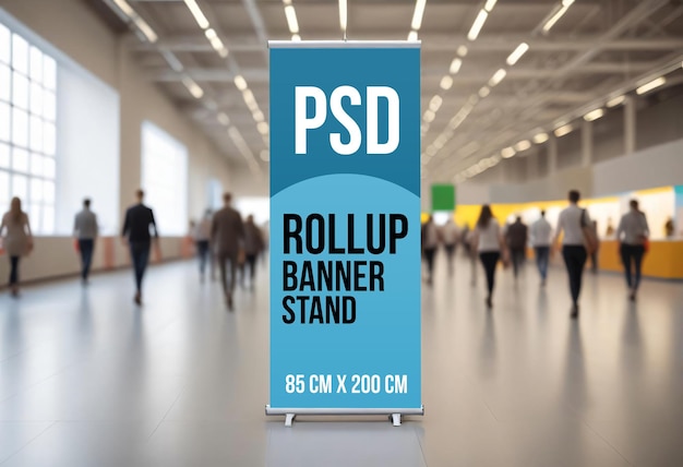 PSD sleek rollup banner stand mockup for effective marketing