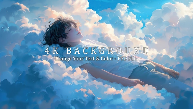 PSD sleeping on clouds a dreamy painting