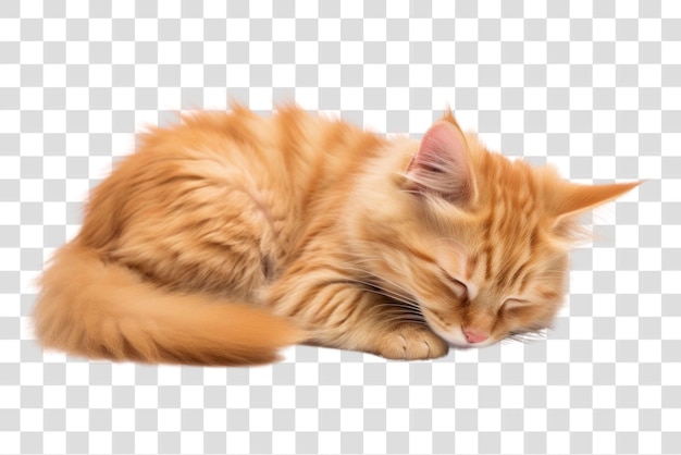 Sleeping orange fluffy kitten photo