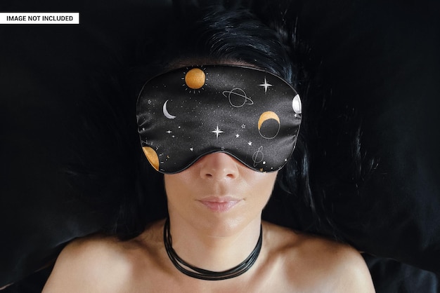 PSD sleeping woman with eye mask mockup