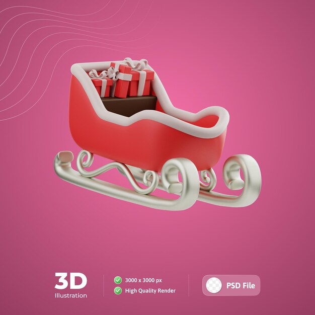 Sleigh 3D Illustration for web app infographic etc