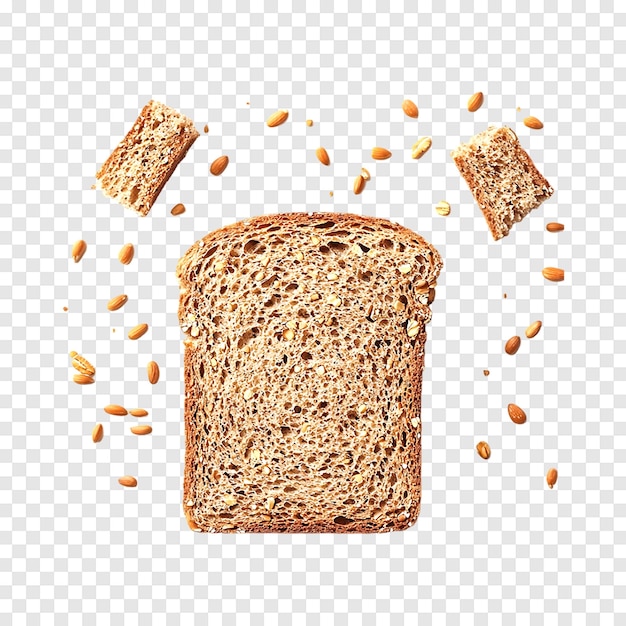 PSD slice of bread with seeds on a white background