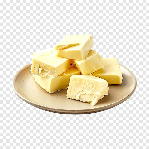 Slice butters Served in a plate isolated on transparent background Generative AI