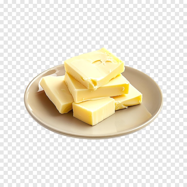 Slice butters Served in a plate isolated on transparent background Generative AI