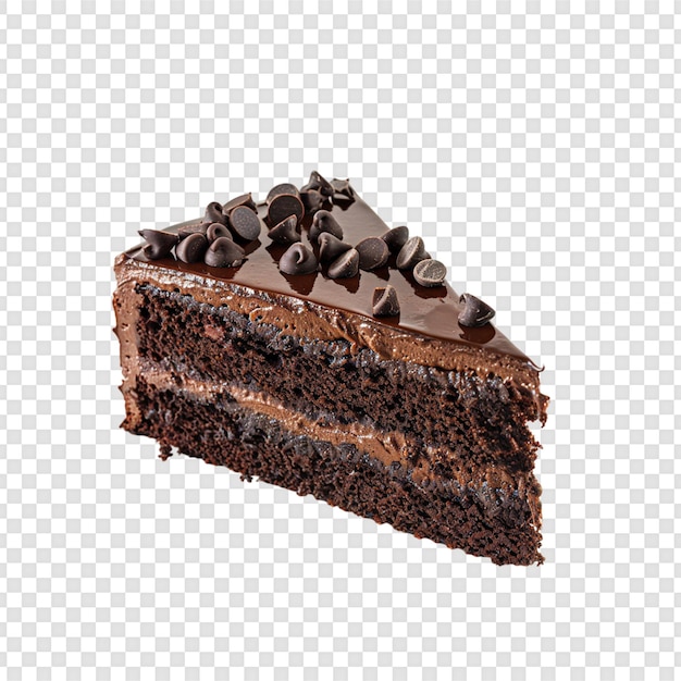 PSD a slice of cake with chocolate on it and a piece of chocolate on the right