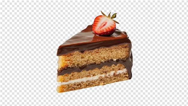 a slice of cake with a strawberry on it