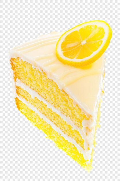 PSD a slice of cheesecake with a slice of lemon on a transparent background