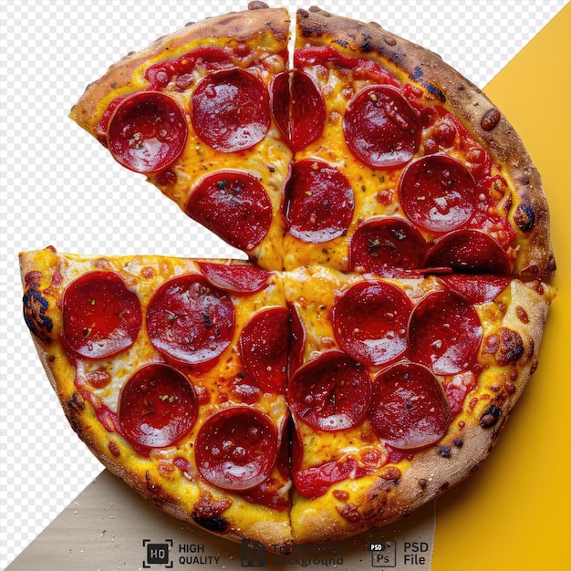 slice of fresh italian classic original pepperoni pizza isolated on transparent background png