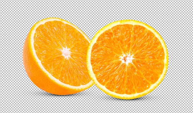 Slice of fresh orange isolated on alpha layer background