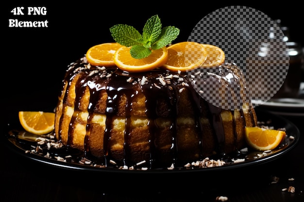 PSD a slice of honey cake on spatula on transparent background