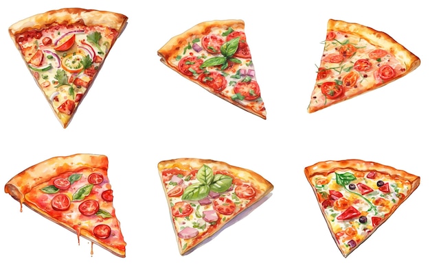 PSD slice pizza png illustration set