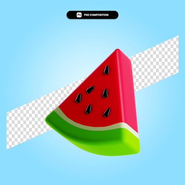 A slice of ripe fresh watermelon 3d render illustration isolated