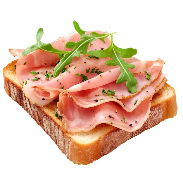 PSD slice of toast bread with ham and salad