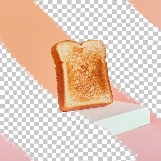 PSD a slice of toast is shown on a pink background