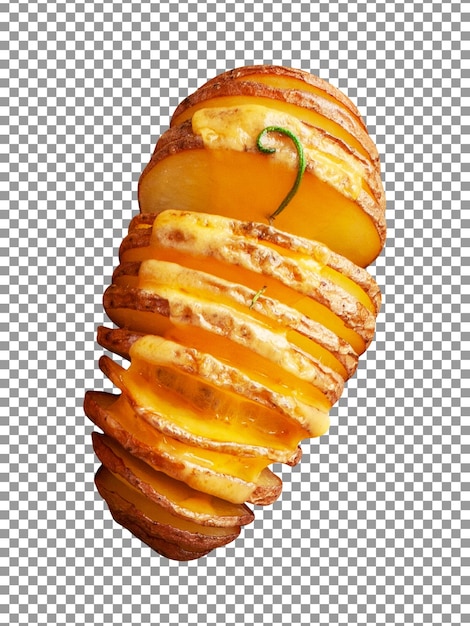 Sliced baked potato isolated with transparent background