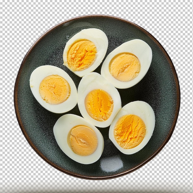 Sliced boiled eggs isolated on transparent background