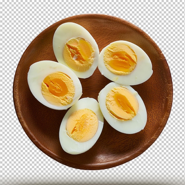 Sliced boiled eggs isolated on transparent background