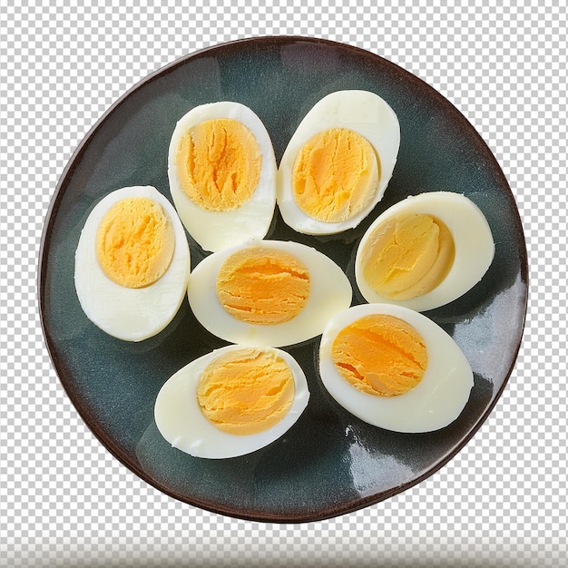 Sliced boiled eggs isolated on transparent background