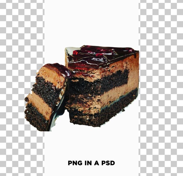 PSD sliced cake on plate png in a psd