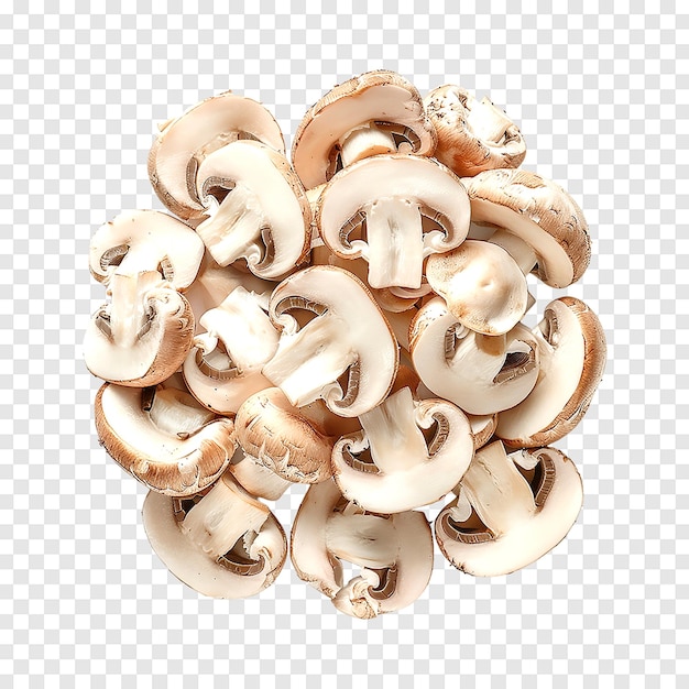 Sliced champignons isolated on a transparent background