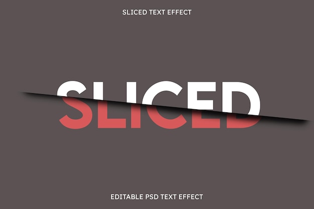 Sliced editable text effect on matte gray background psd template