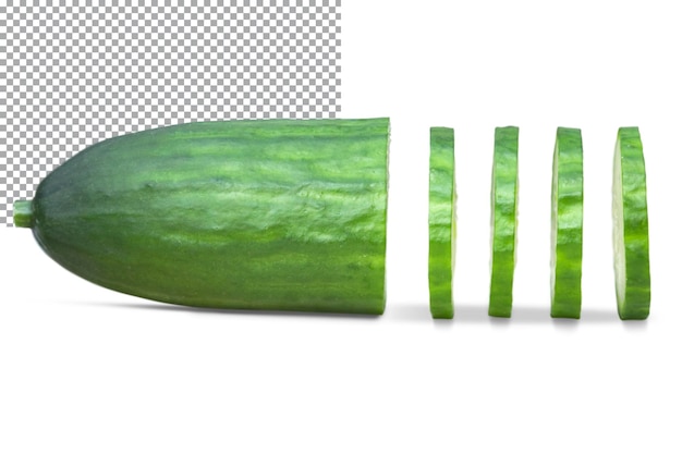 Sliced fresh cucumber On a transparent background isolated object