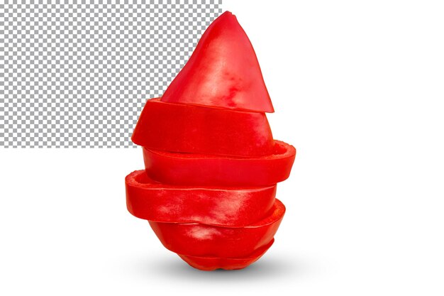 PSD sliced fresh red pepper isolated on transparent background