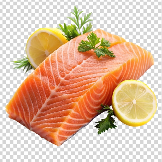 A sliced fresh salmon Isolated on transparent background