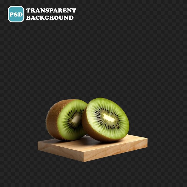 PSD sliced kiwi isolated 3d render illustration