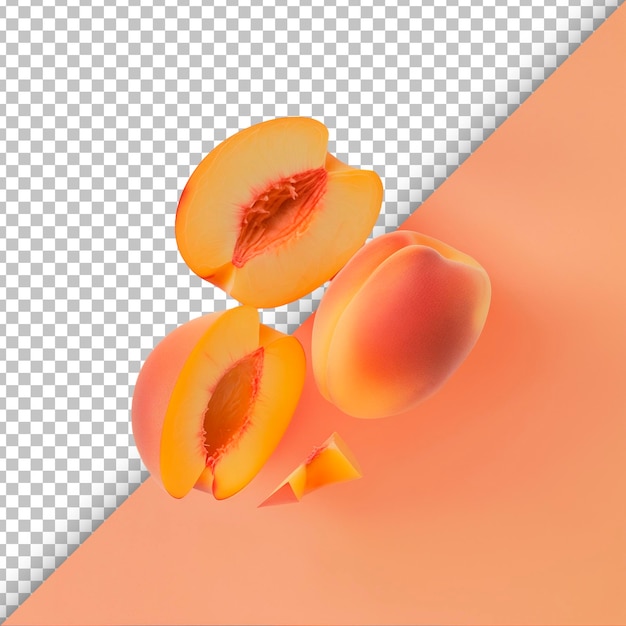 Sliced Peaches Isolated on Transparent Background