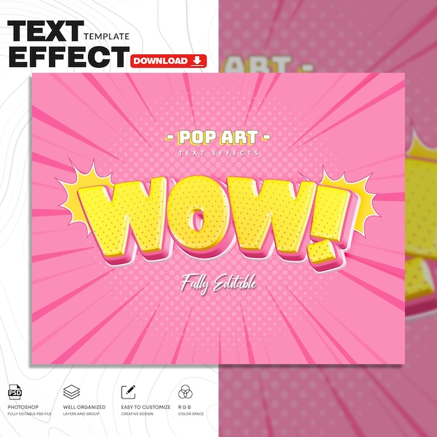 Sliced Pop Art Text Effect PSD Template