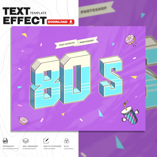 PSD sliced pop art text effect psd template